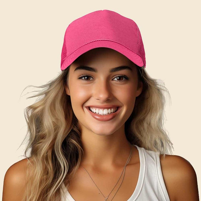 DALIX Trucker Cap Adjustable Snapback in Neon (Hot Pink) - Image 3